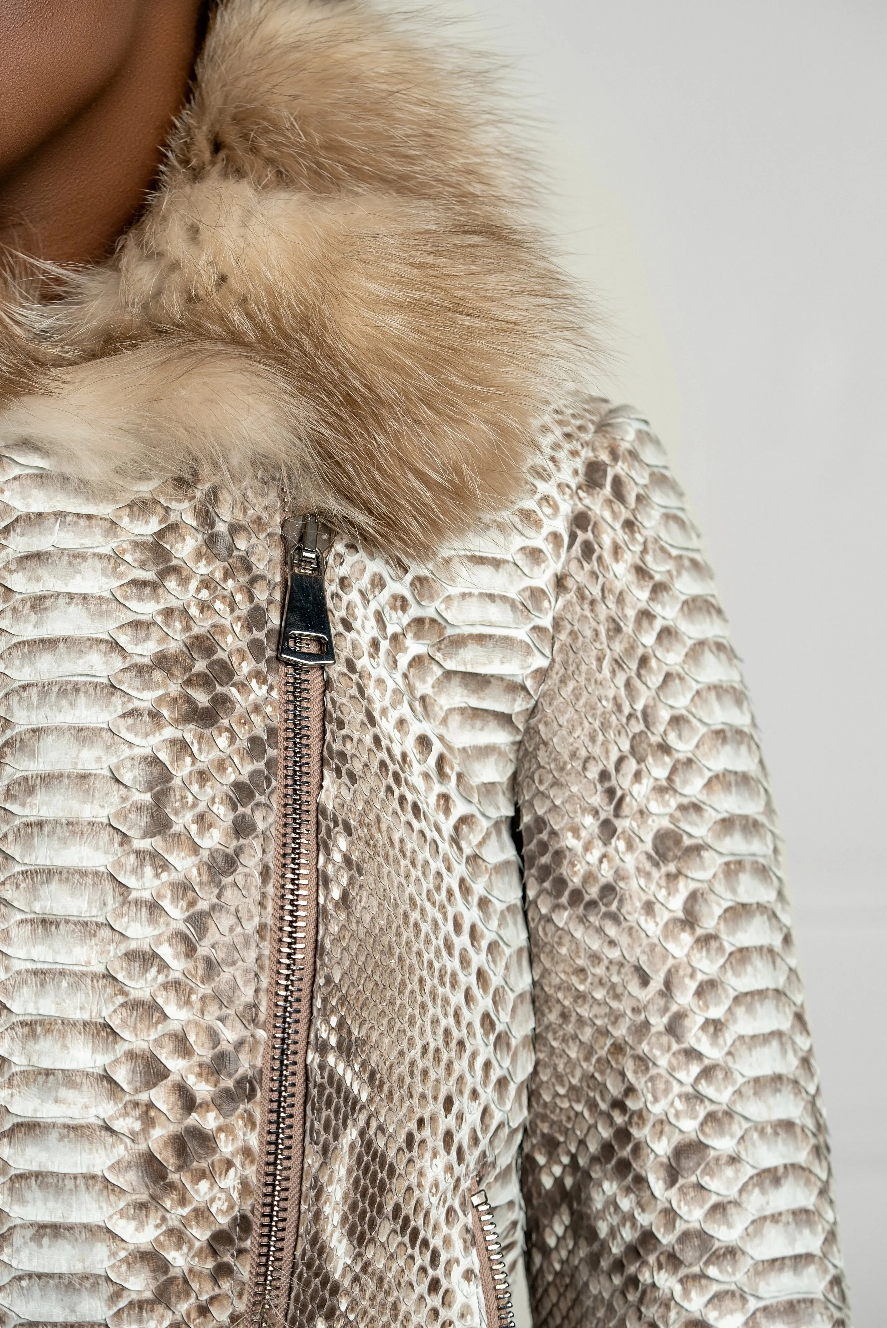 Exquisite Python & Mink Fur-Trimmed Jacket
