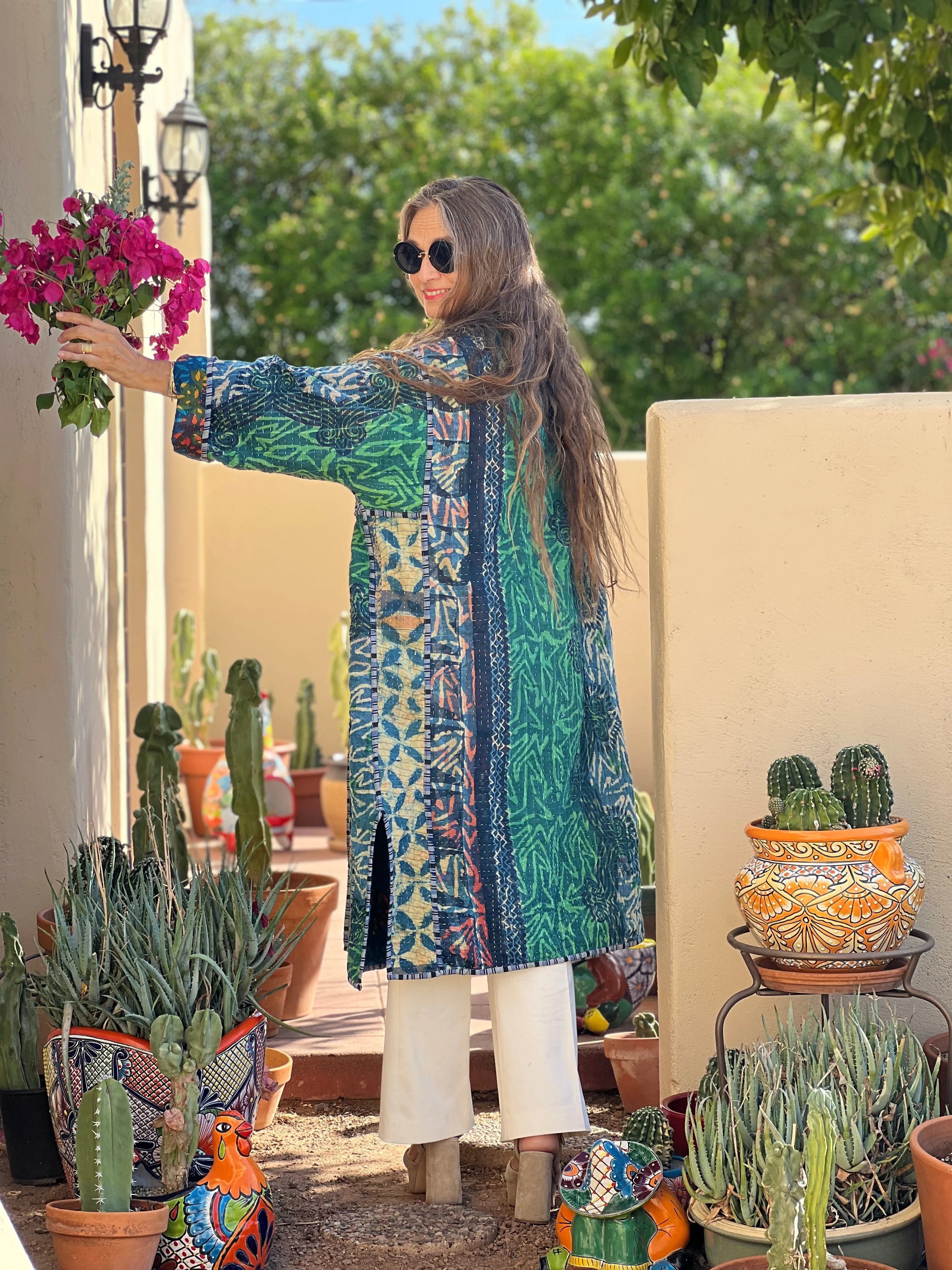 Ganika Indigo Quilted Kantha Coat Vintage  ONE OF KIND