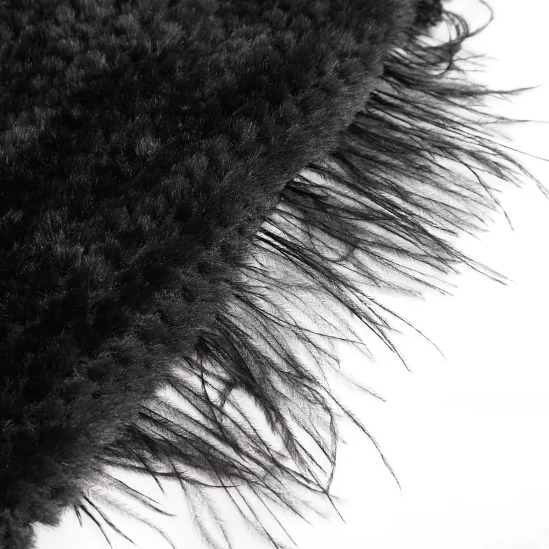 Gothic Feather Hooded Short Cape / Women's Grained Plush Cape with Fur Balls on the Back