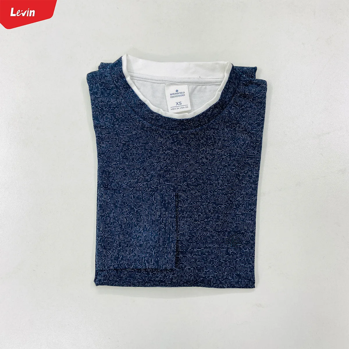 Men's Contrasting Double Collar Effect Long Sleeve  Cotton T-shirt