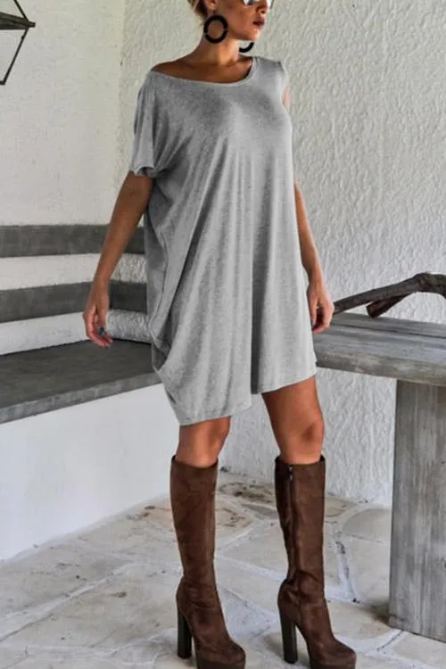 Wholesale One Shoulder Half Sleeve Shirt Dress